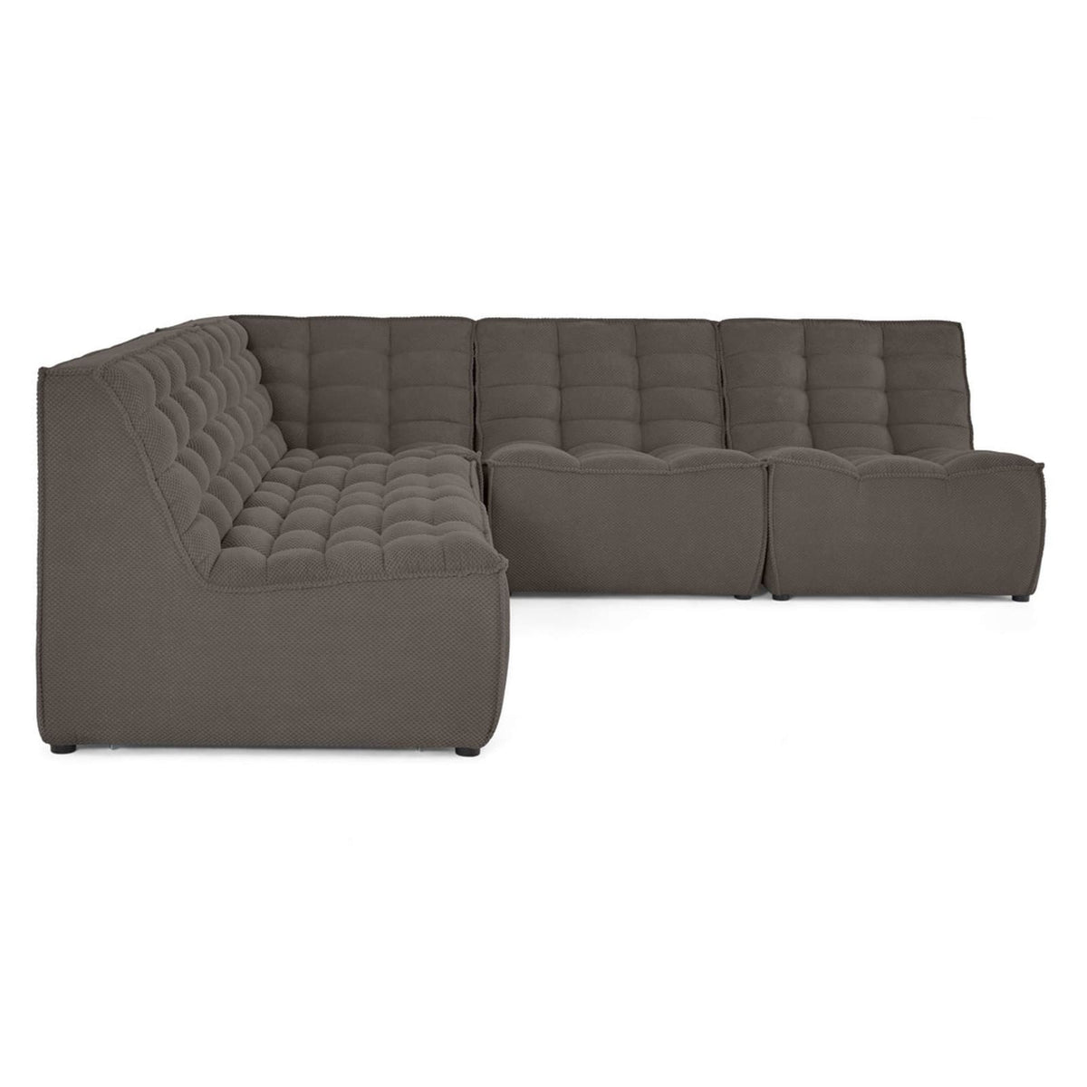 Canapé d'Angle Modulable 5 Places en Velours Texturé Gris gris - vue 1