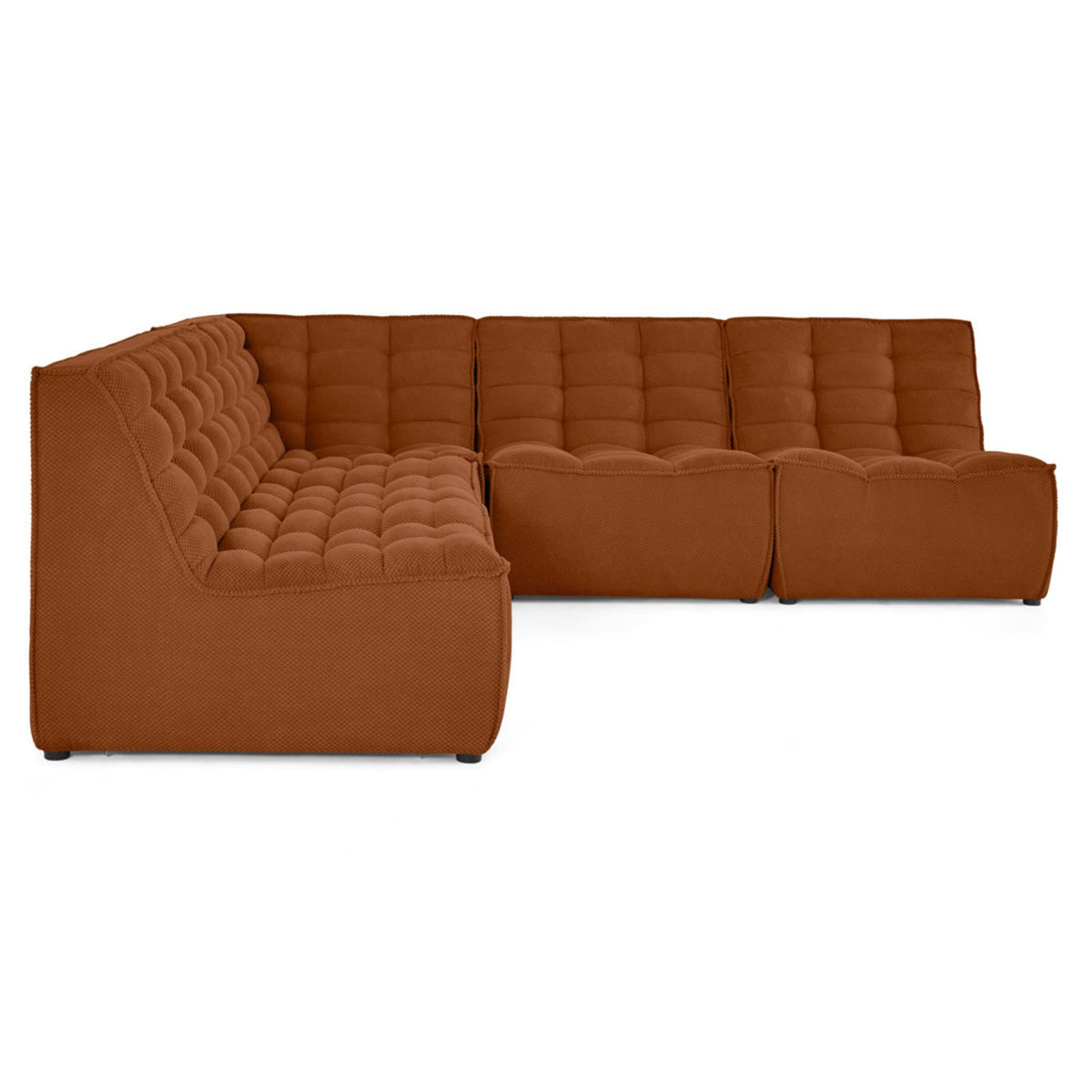 Canapé d'Angle Modulable 5 Places en Velours Texturé Terracotta terracotta - vue 1