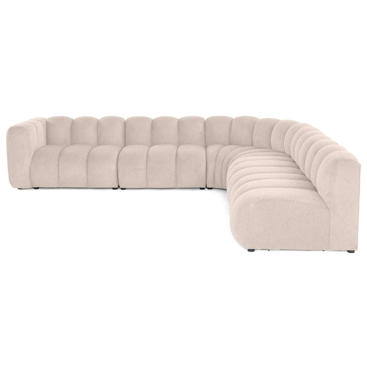 Canapé Modulable 5 Places en Tissu Texturé Beige beige - vue 1