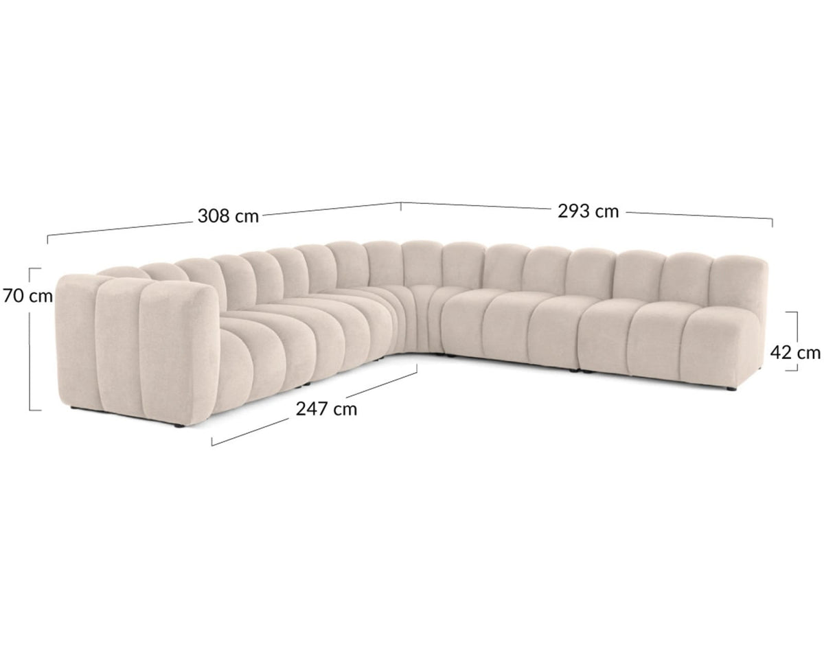 Canapé Modulable 5 Places en Tissu Texturé Beige beige - vue 7