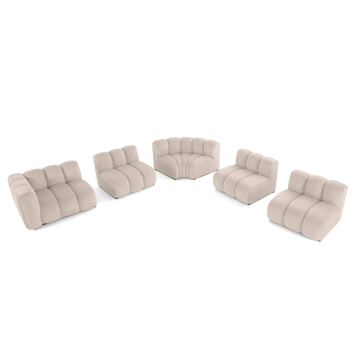 Canapé Modulable 5 Places en Tissu Texturé Beige beige - vue 3