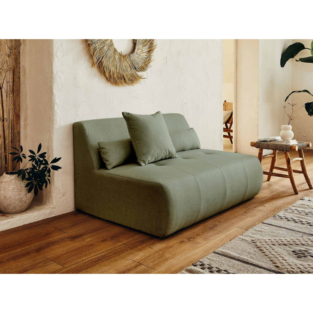 Canapé Modulable 5 Places en Tissu Vert Sauge vert sauge - vue 6