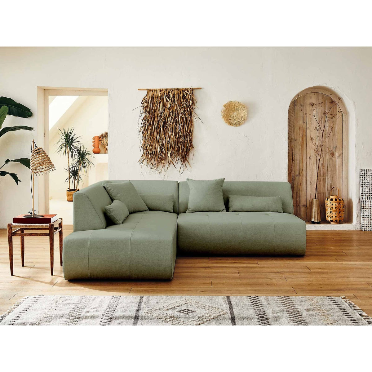 Canapé Modulable 5 Places en Tissu Vert Sauge vert sauge - vue 2
