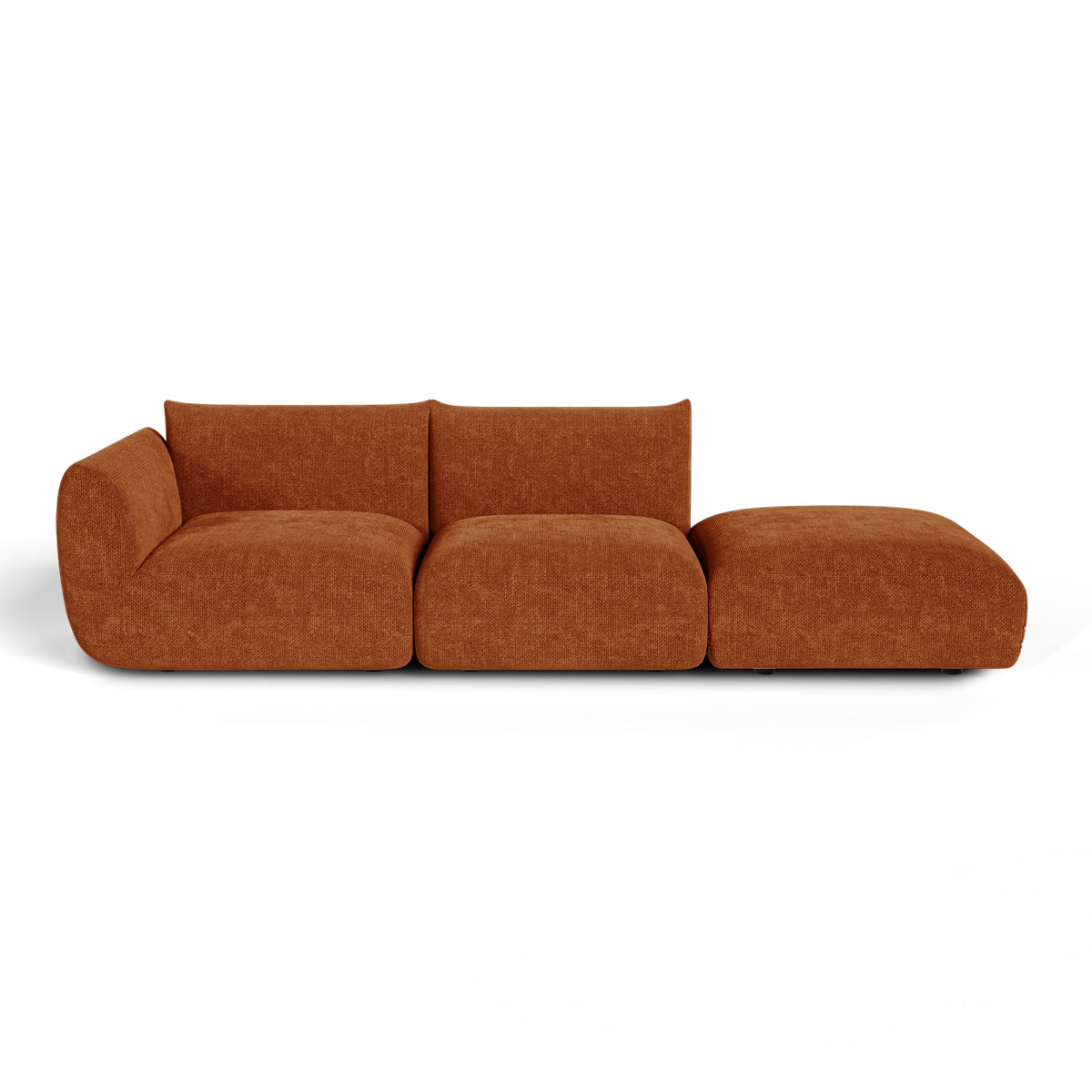 Canapé Modulable 5 Places en Velours Chenillé Terracotta Terracotta - vue 1