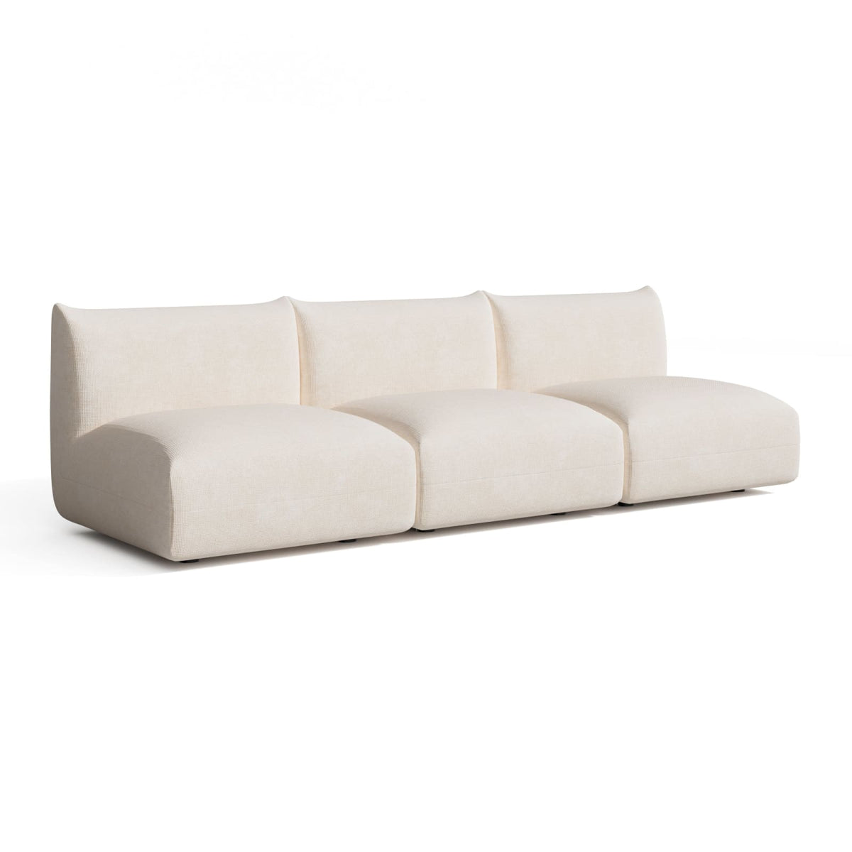Canapé Modulable 5 Places en Velours Chenillé Crème crème - vue 3