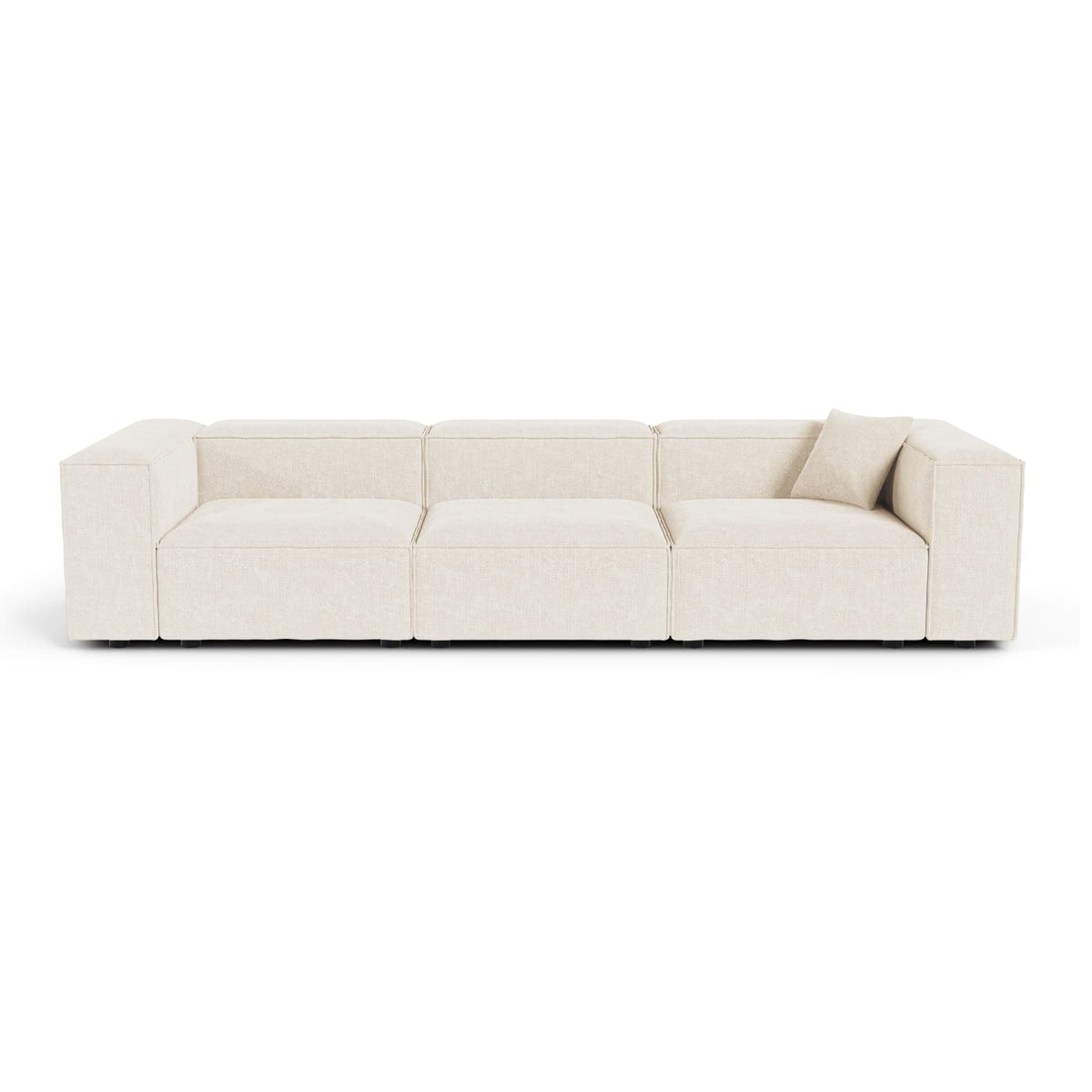 Canapé Modulable 5 Places en Velours Chenillé Crème 332 cm crème - vue 1