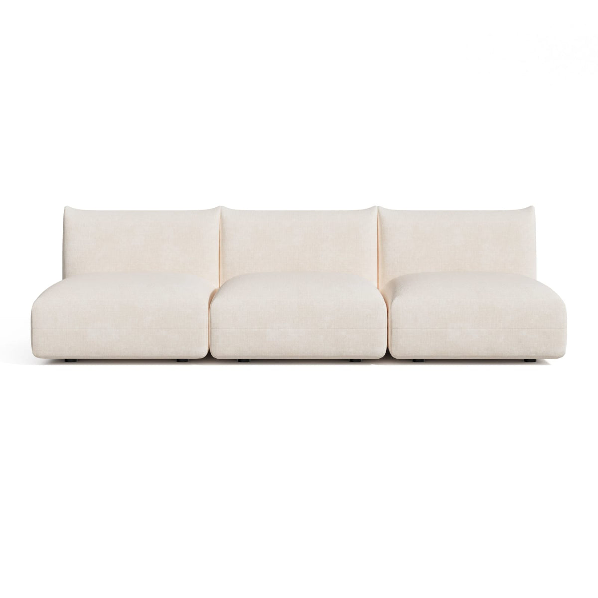 Canapé Modulable 5 Places en Velours Chenillé Crème crème - vue 1