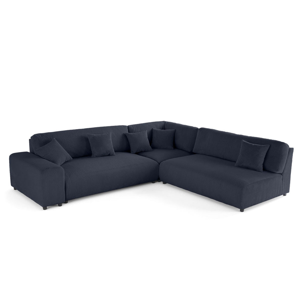 Canapé d'Angle Modulable 6 Places en Velours Côtelé Bleu Nuit bleu nuit - vue 5