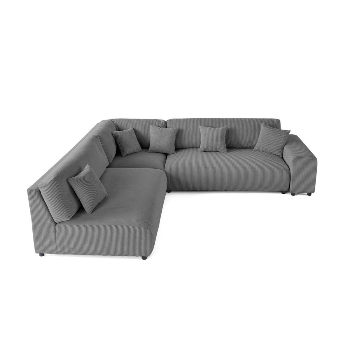Canapé Modulable 6 Places Angle Gauche en Velours Côtelé Gris Foncé gris foncé - vue 1