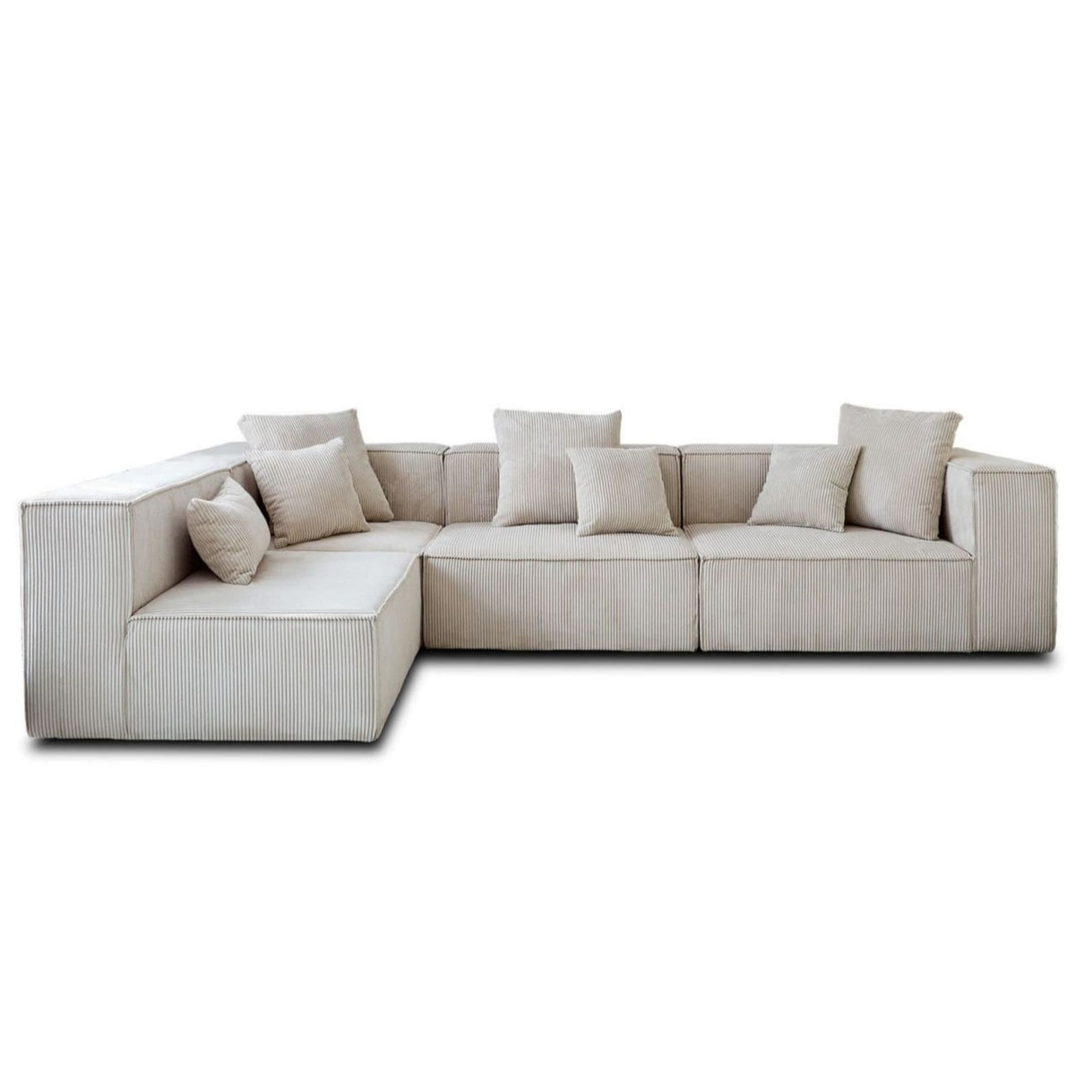 Canapé Modulable 6 Places en Velours Côtelé Beige beige - vue 1