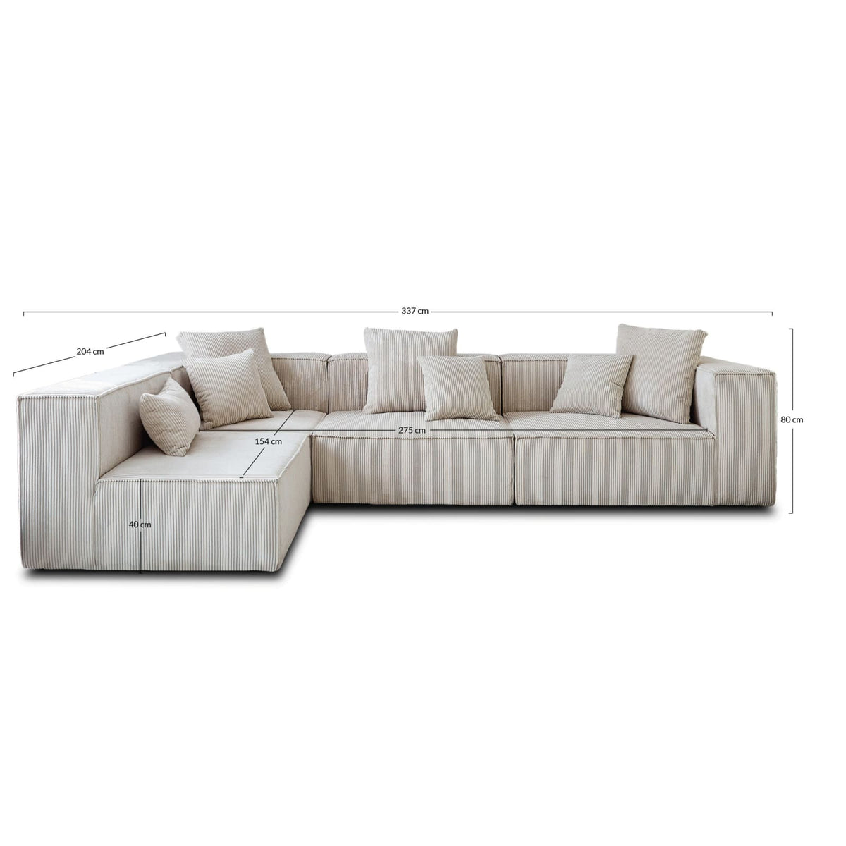 Canapé Modulable 6 Places en Velours Côtelé Beige beige - vue 4