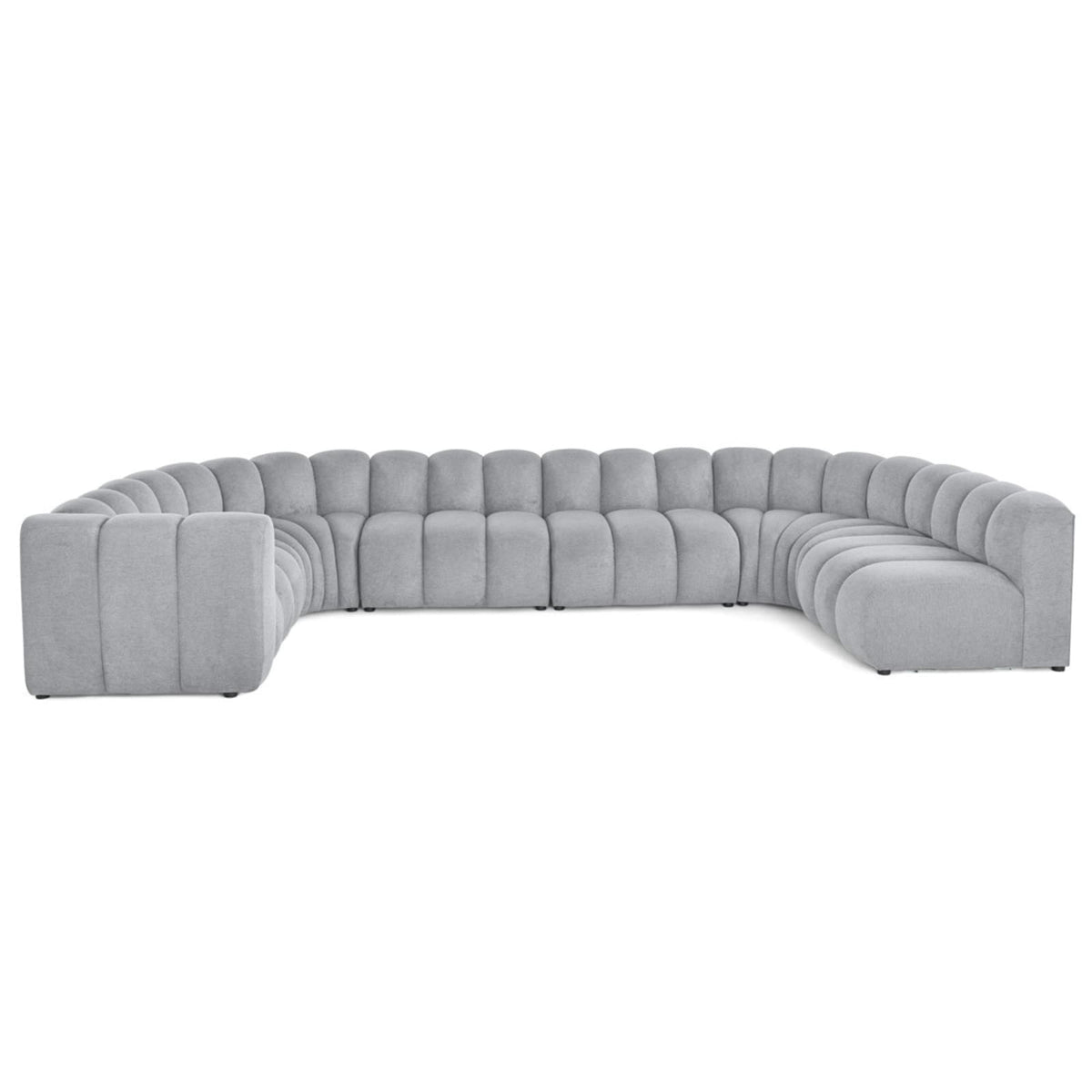 Canapé Modulable 7 Places Angle Droit en Tissu Texturé Gris gris - vue 1