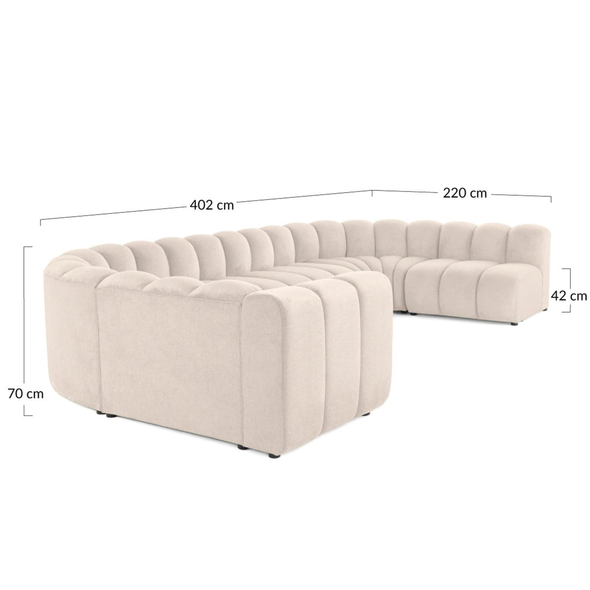 Canapé Modulable 7 Places en Tissu Texturé Noir noir - vue 4