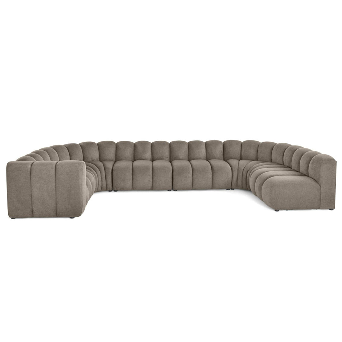 Canapé d'Angle Droit Modulable en Tissu Texturé Taupe taupe - vue 1