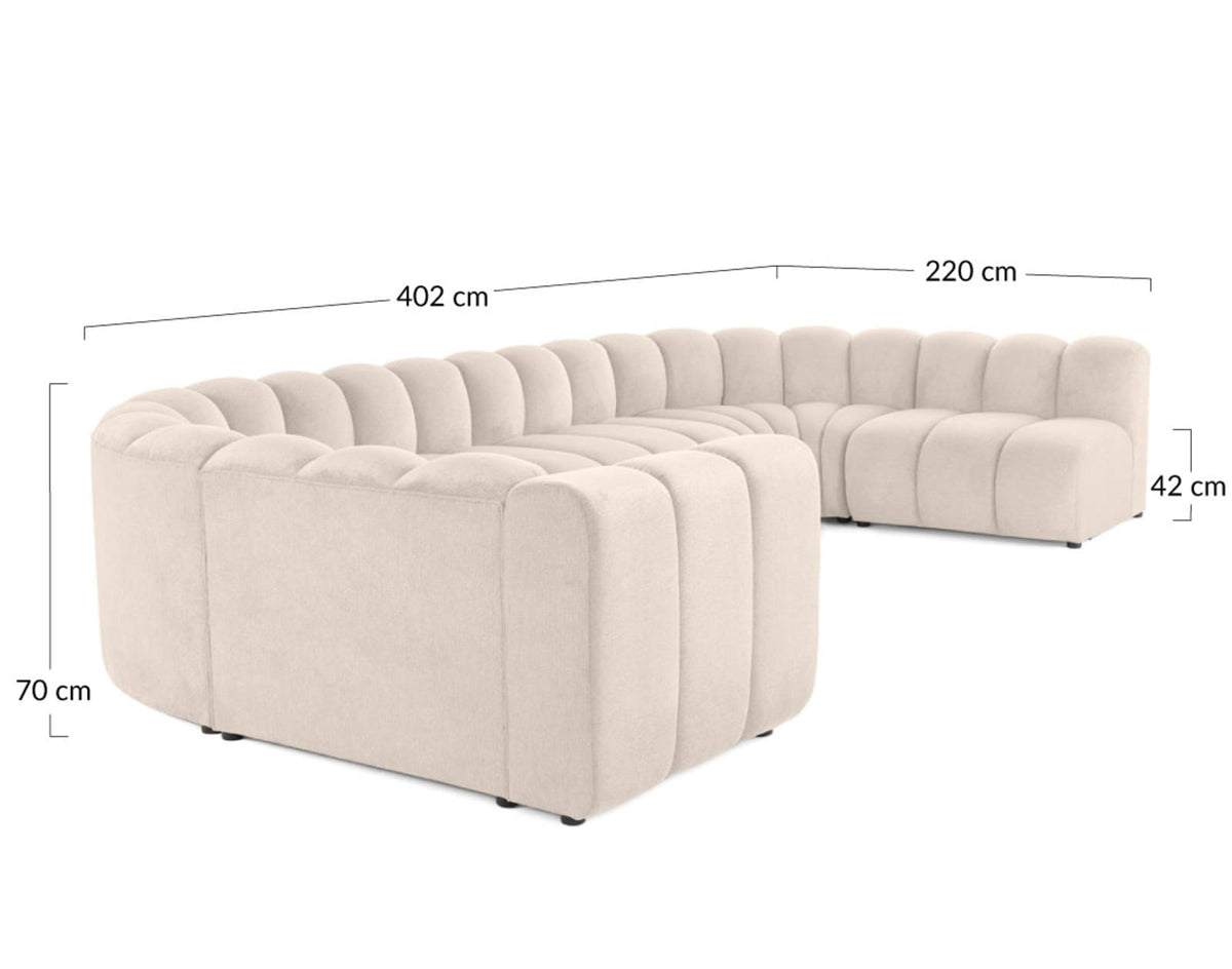 Canapé d'Angle Modulable 7 Places en Tissu Texturé Vert vert - vue 7