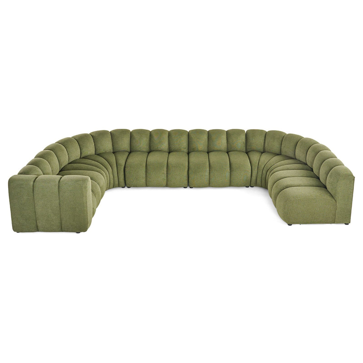Canapé d'Angle Modulable 7 Places en Tissu Texturé Vert vert - vue 6