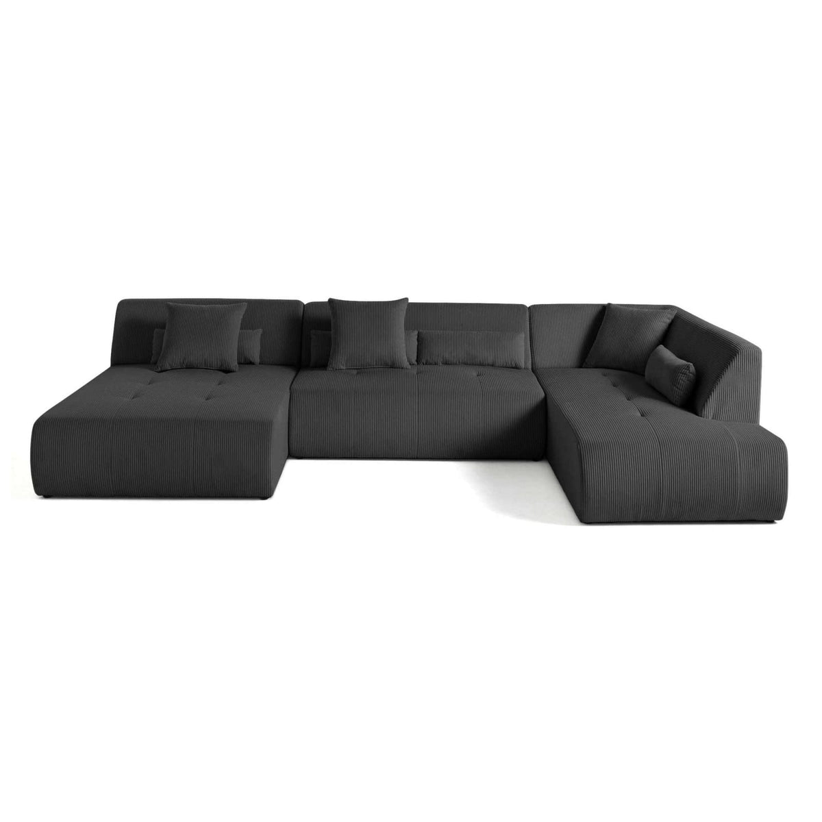 Canapé Modulable 7 Places d'Angle Droit en Velours Côtelé Gris Foncé gris foncé - vue 1