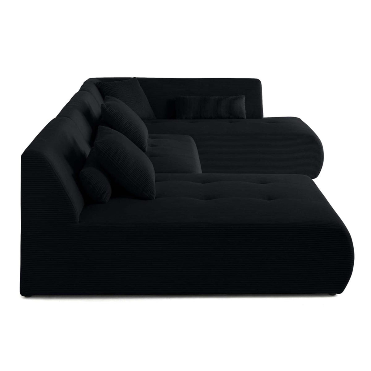 Canapé Modulable 7 Places d'Angle Droit en Velours Côtelé Noir noir - vue 6