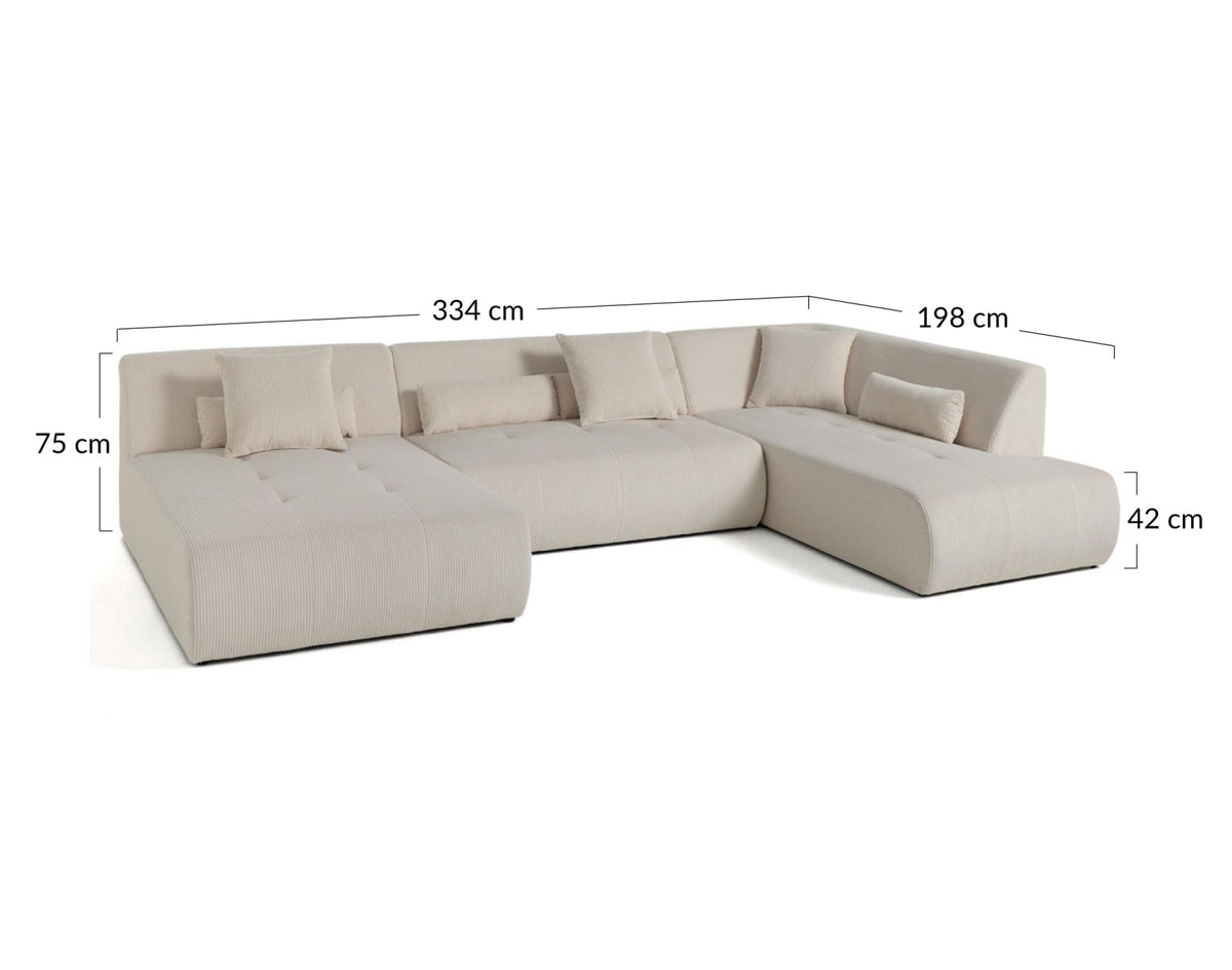 Canapé d'Angle Droit Modulable 7 Places en Velours Côtelé Vert vert - vue 7