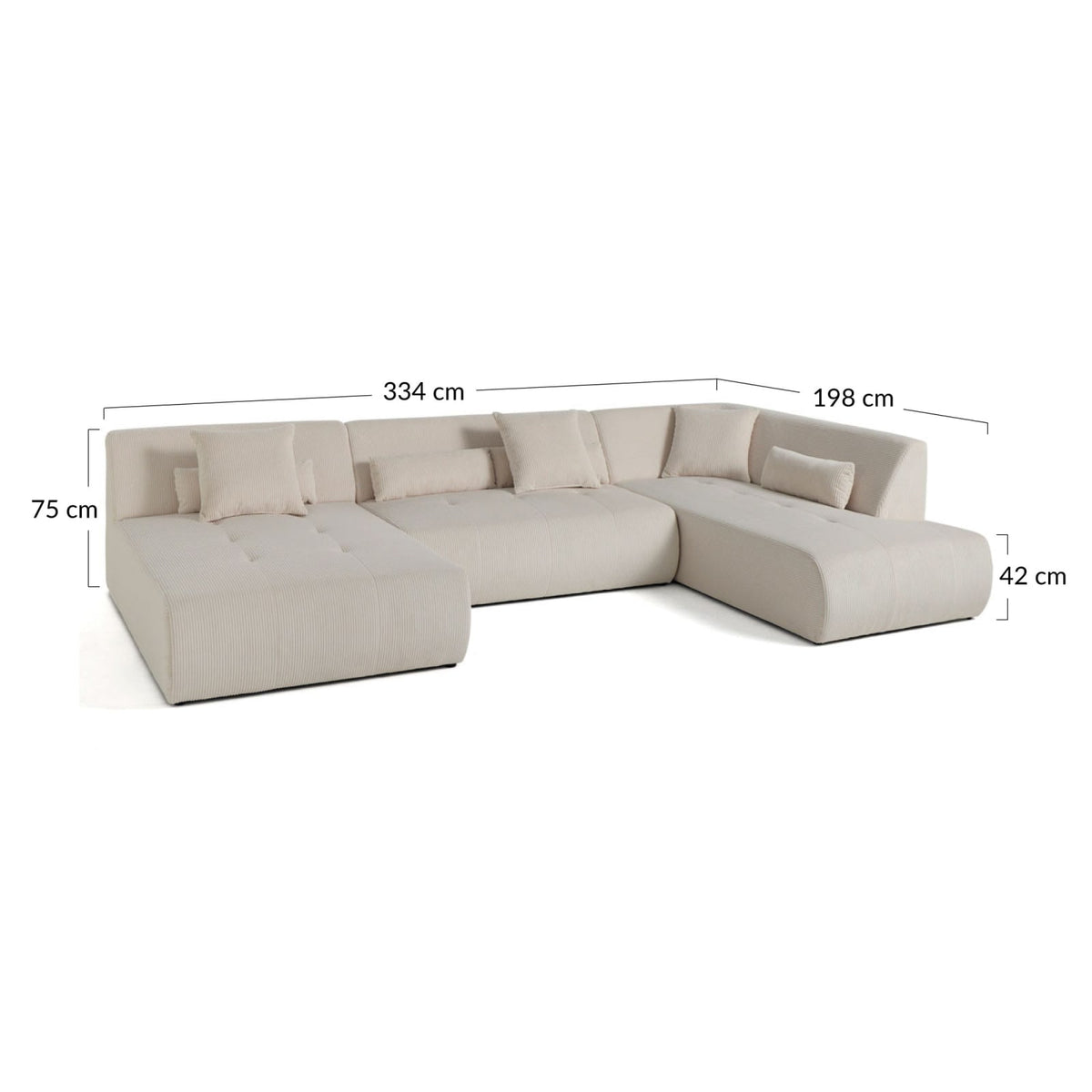 Canapé d'Angle Droit Modulable 7 Places en Velours Côtelé Vert vert - vue 4