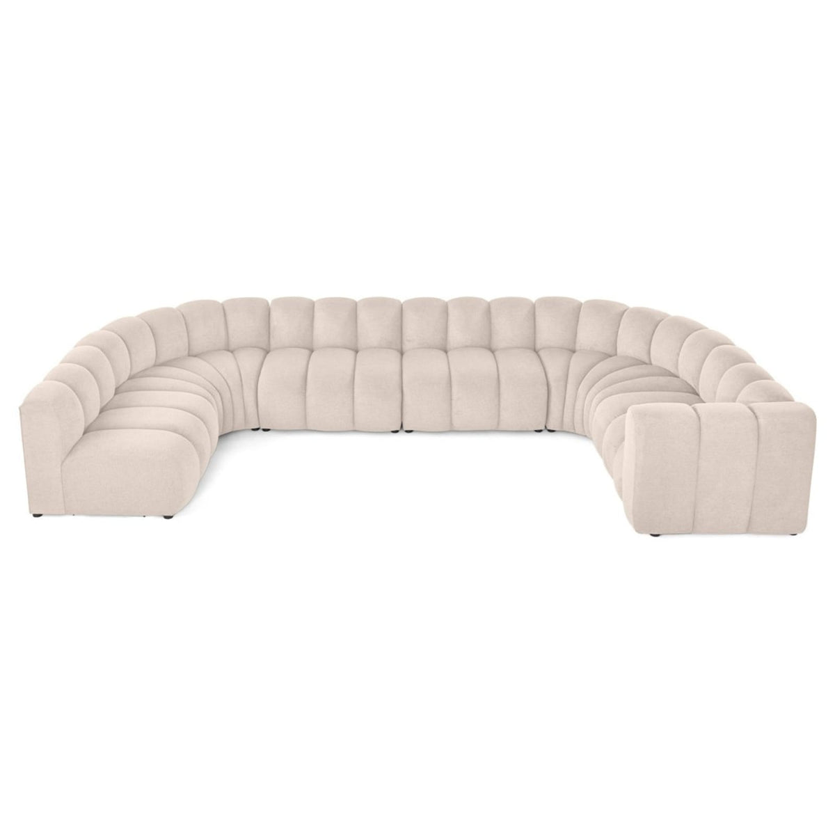 Canapé d'Angle Modulable 7 Places en Tissu Texturé Beige beige - vue 6