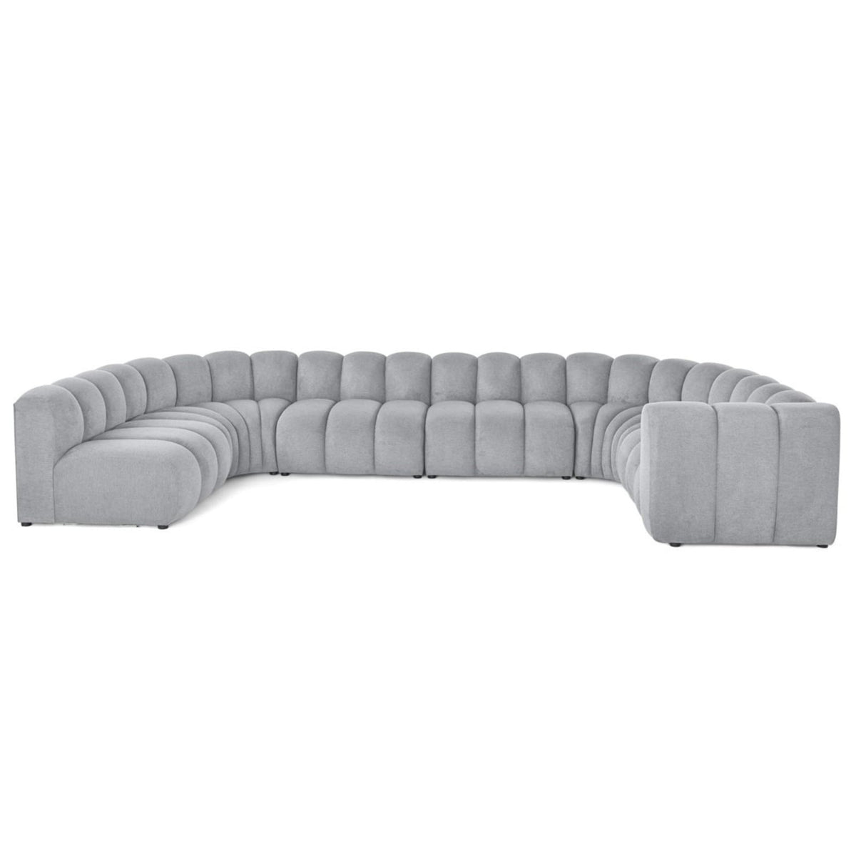 Canapé d'Angle Modulable 7 Places en Tissu Texturé Gris gris - vue 1