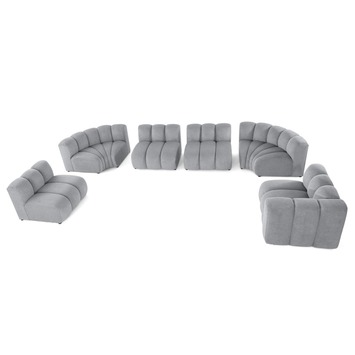 Canapé d'Angle Modulable 7 Places en Tissu Texturé Gris gris - vue 3