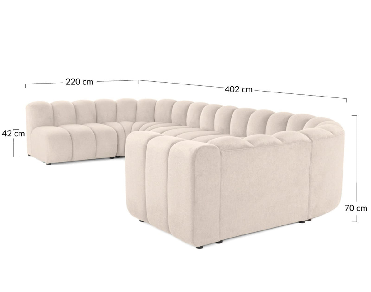Canapé Modulable d'Angle Gauche 7 Places en Tissu Texturé Noir noir - vue 7