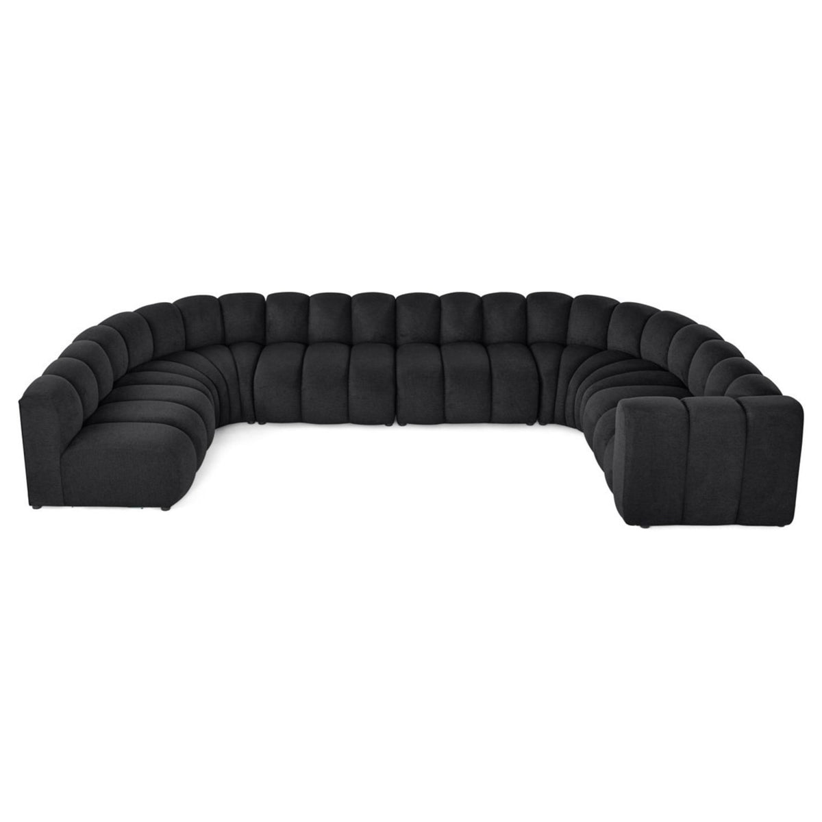 Canapé Modulable d'Angle Gauche 7 Places en Tissu Texturé Noir noir - vue 6
