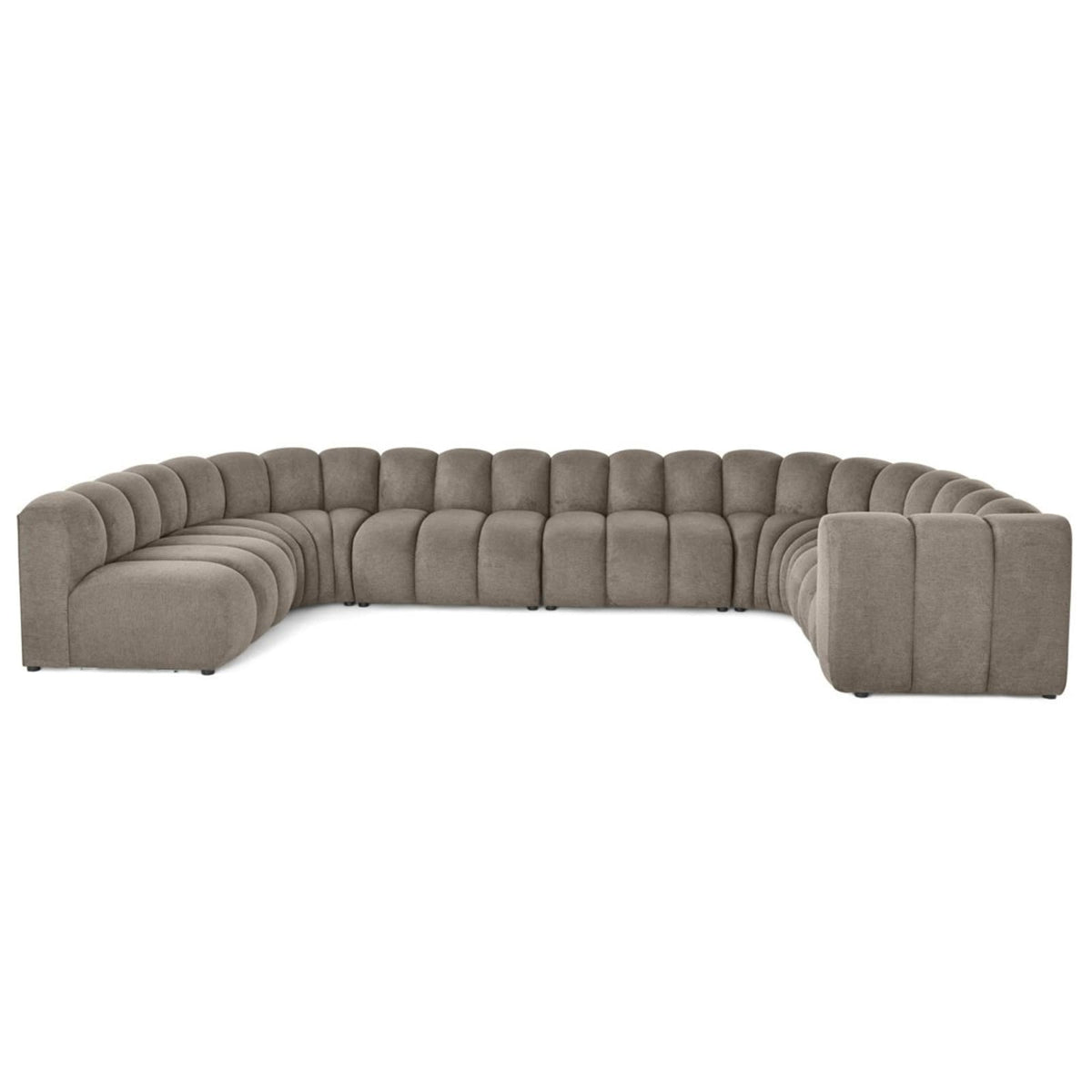 Canapé Modulable 7 Places Angle Gauche en Tissu Texturé Taupe taupe - vue 1