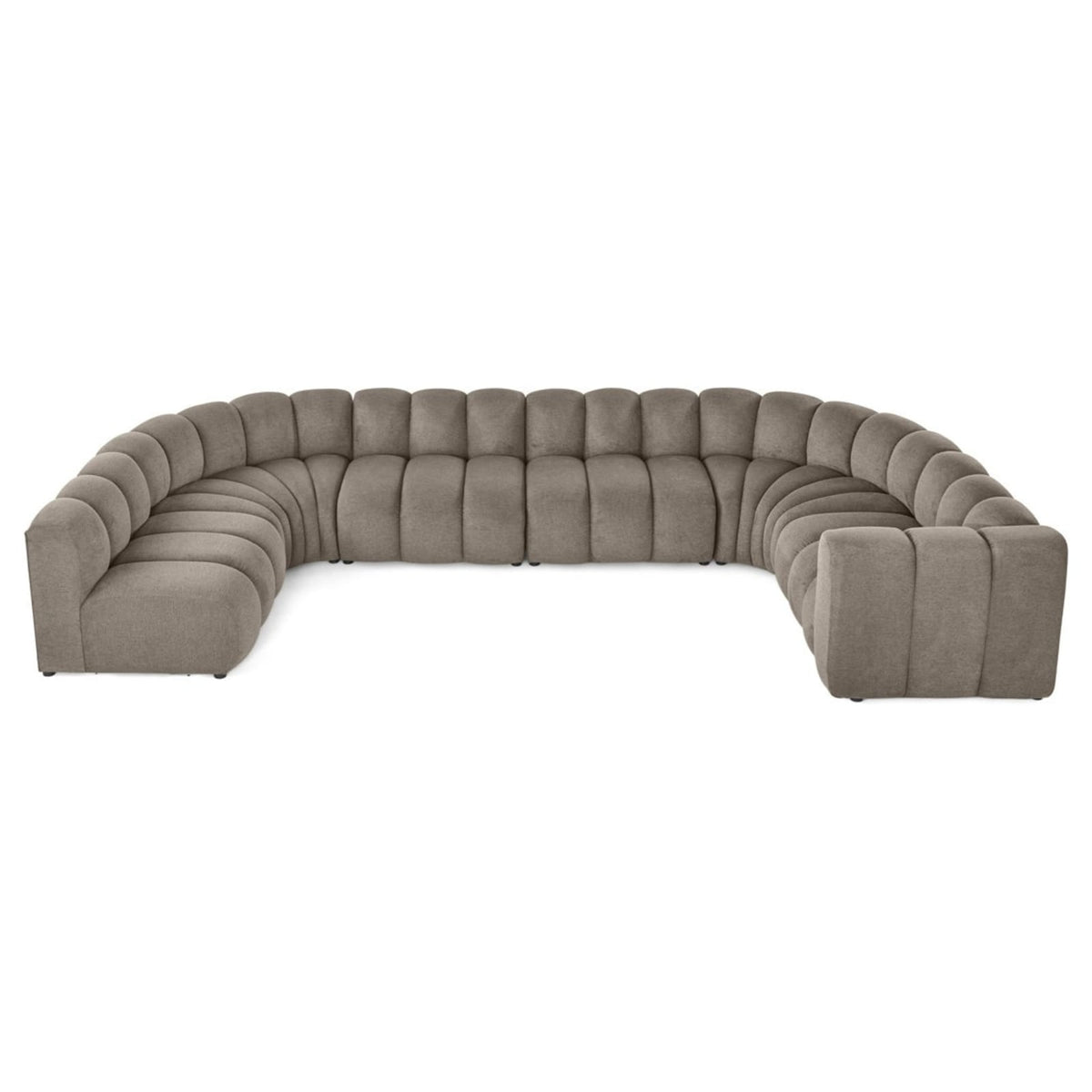 Canapé Modulable 7 Places Angle Gauche en Tissu Texturé Taupe taupe - vue 6