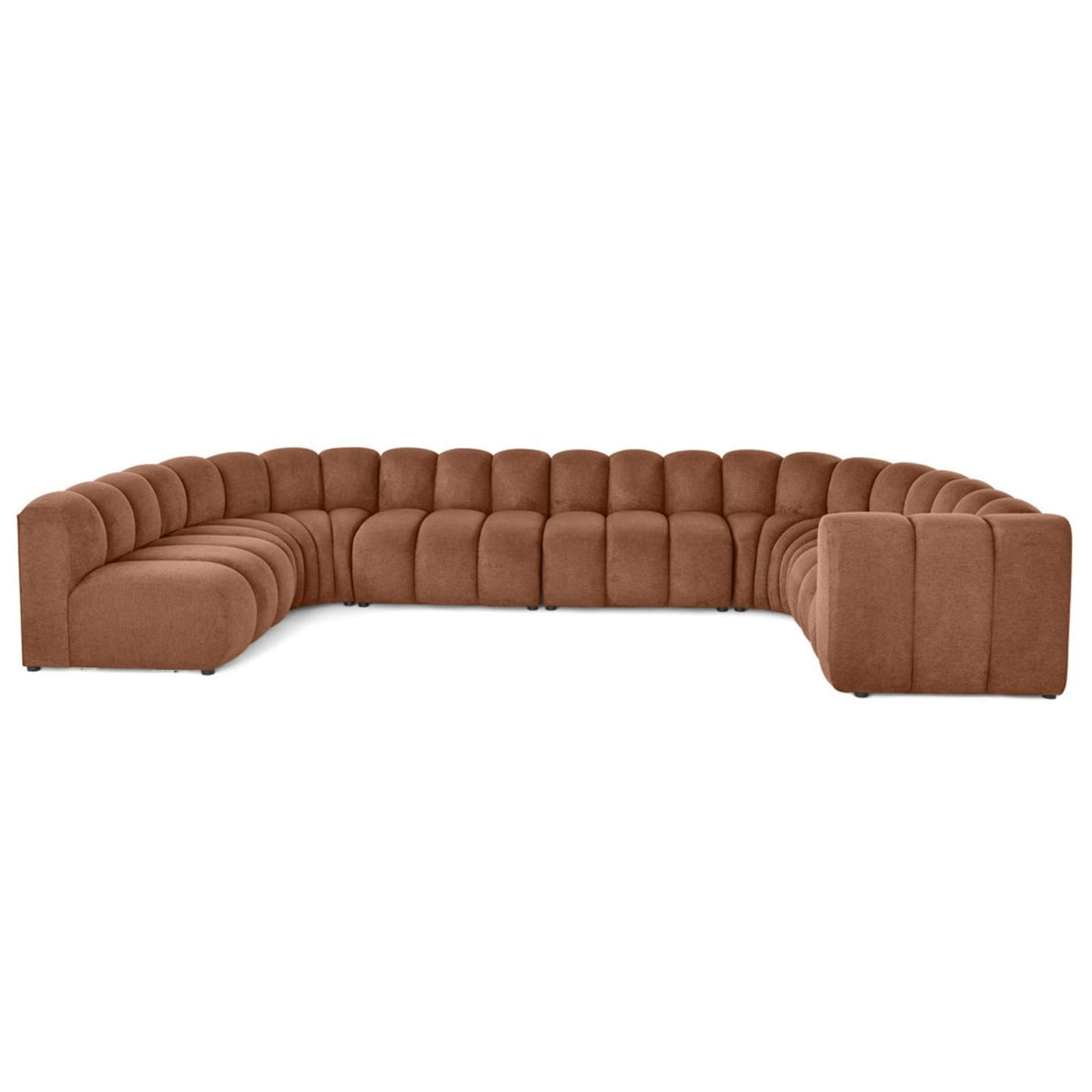 Canapé d'Angle Modulable 7 Places en Tissu Texturé Terracotta terracotta - vue 1