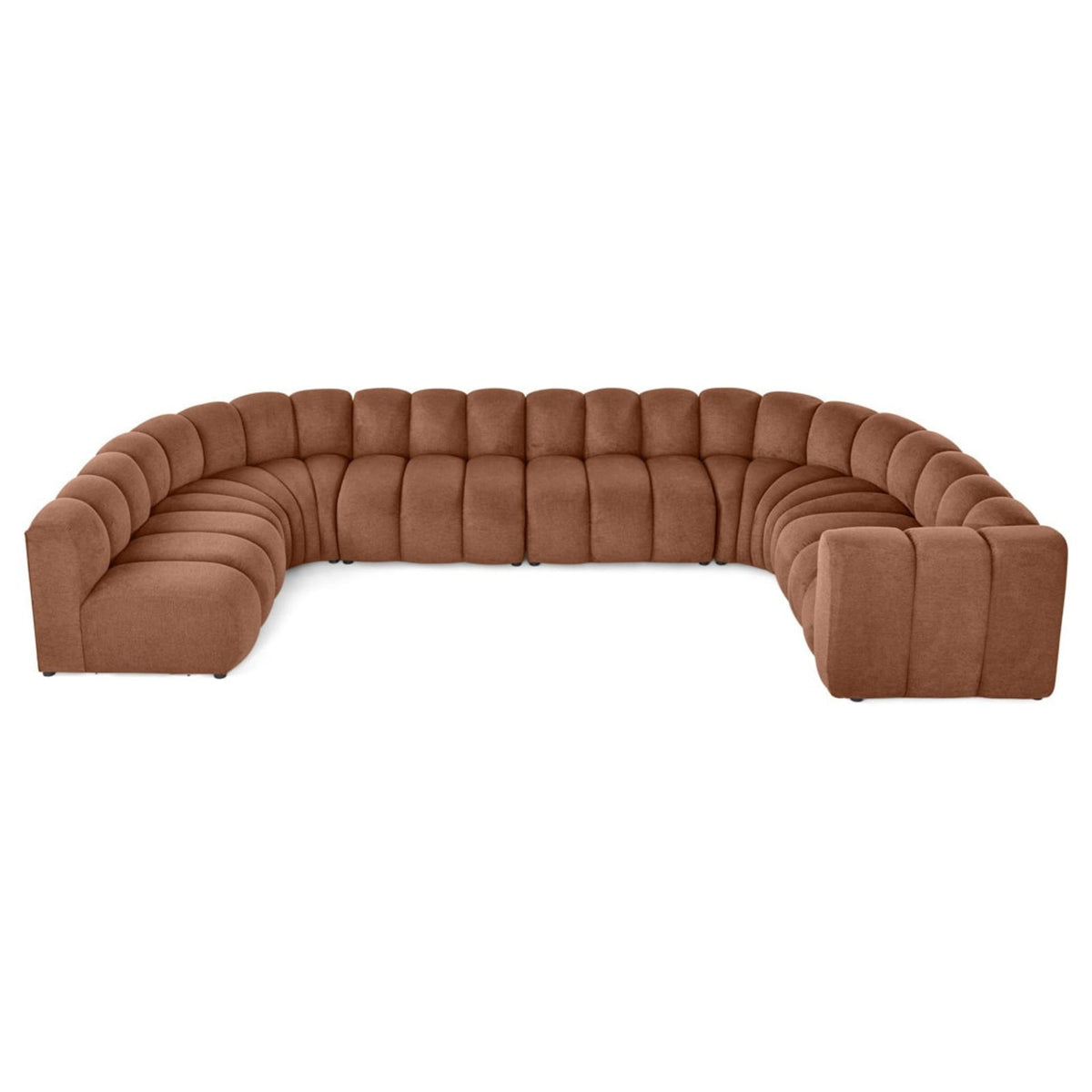 Canapé d'Angle Modulable 7 Places en Tissu Texturé Terracotta terracotta - vue 6