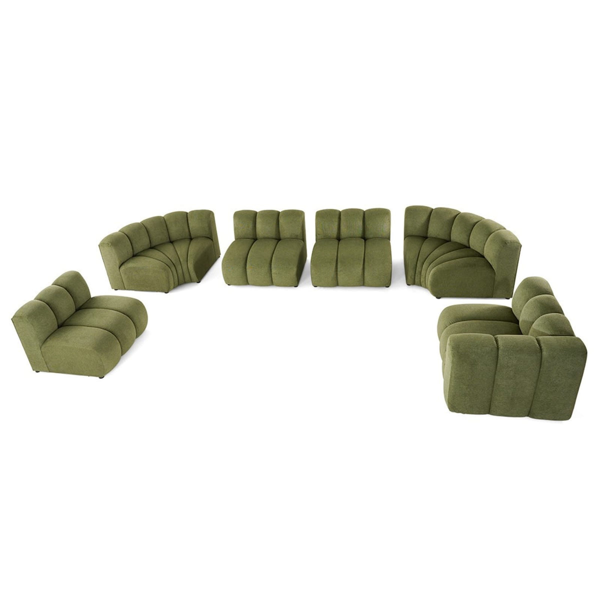 Canapé d'Angle Gauche Modulable en Tissu Texturé Vert vert - vue 3