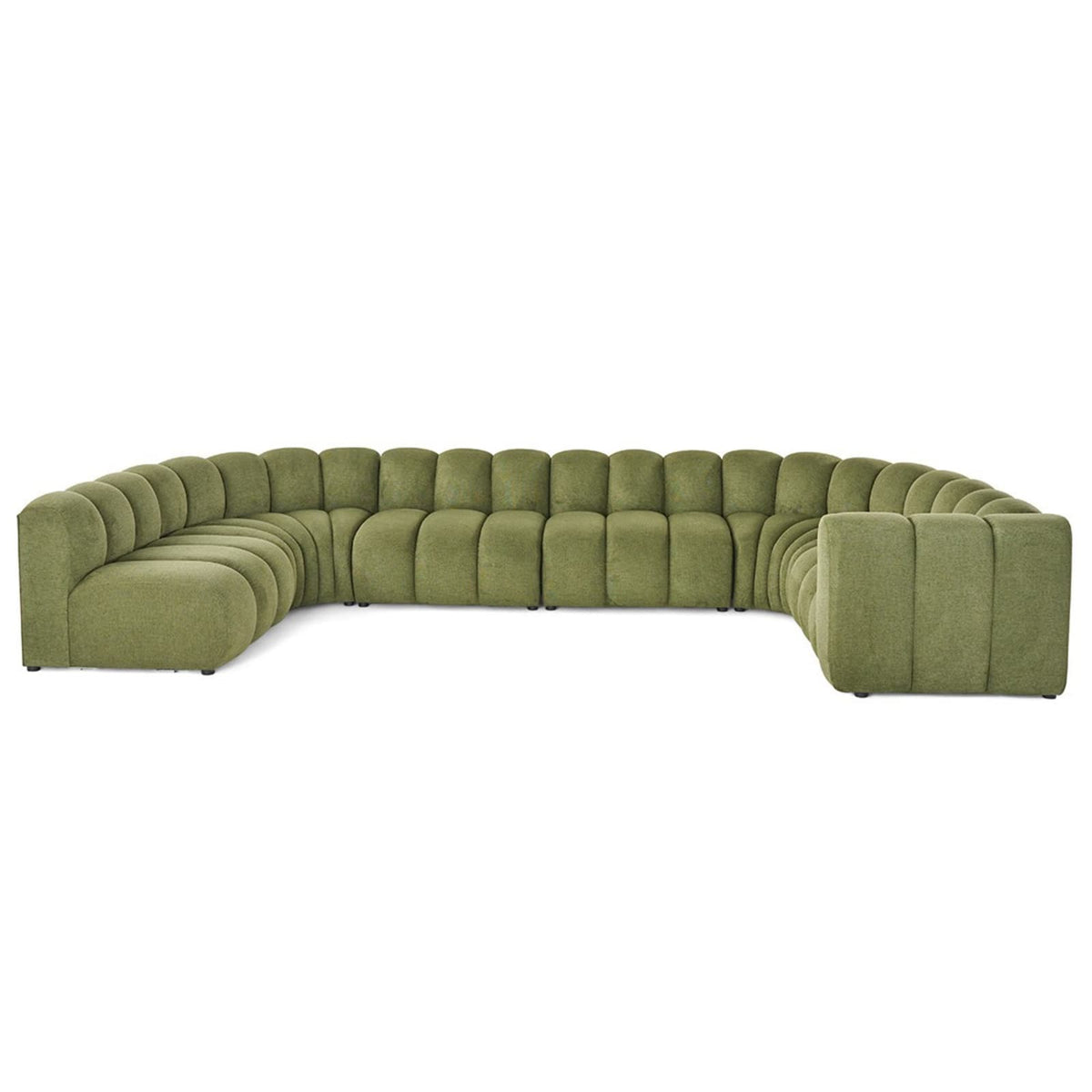 Canapé d'Angle Gauche Modulable en Tissu Texturé Vert vert - vue 1