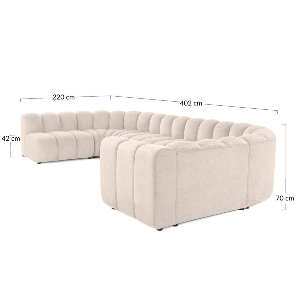 Canapé d'Angle Gauche Modulable en Tissu Texturé Vert vert - vue 4