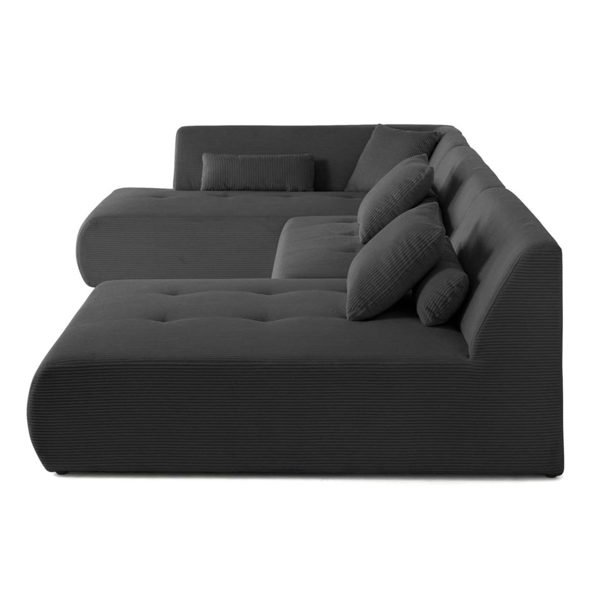 Canapé d'Angle Modulable 7 Places en Velours Côtelé Gris Foncé gris foncé - vue 6