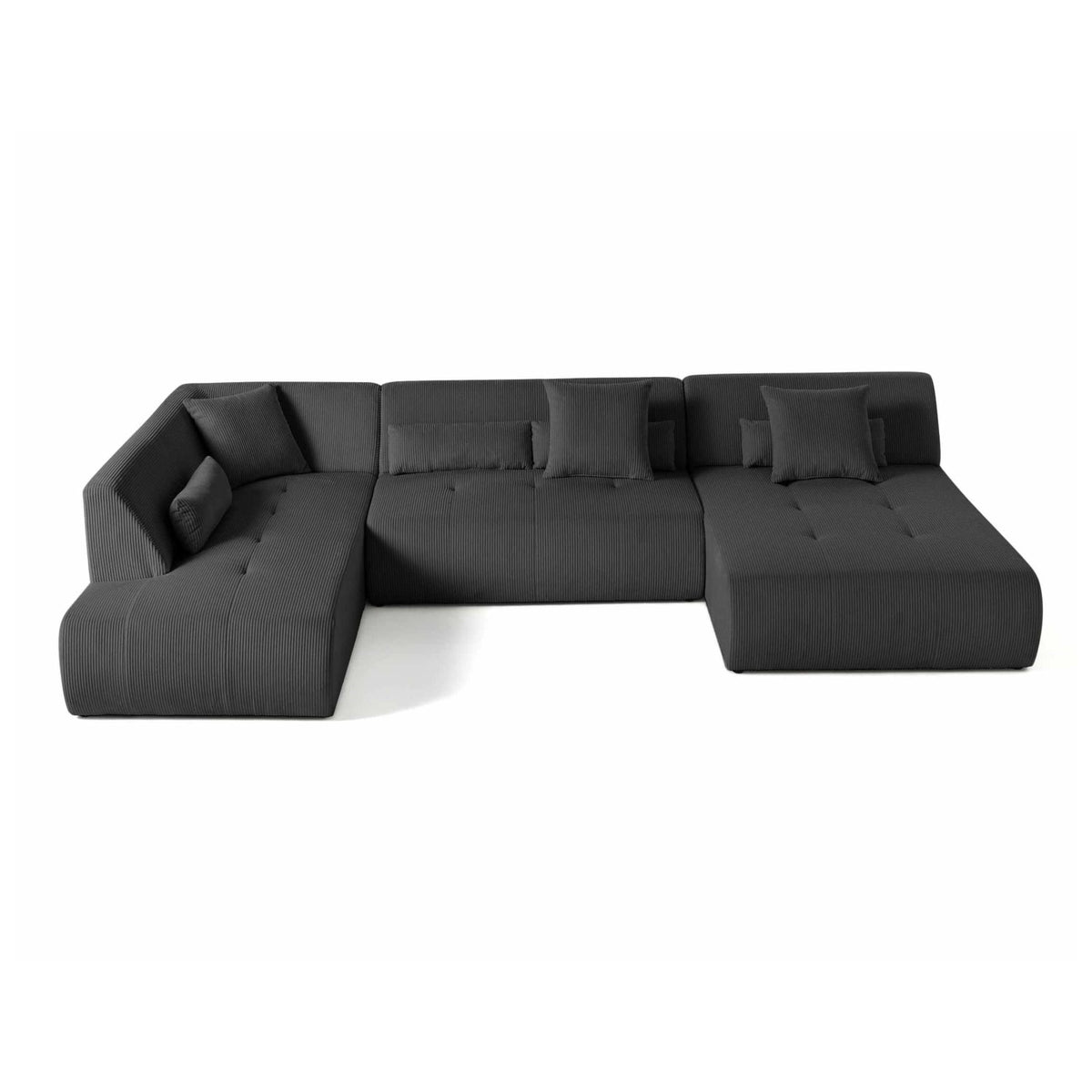 Canapé d'Angle Modulable 7 Places en Velours Côtelé Gris Foncé gris foncé - vue 1