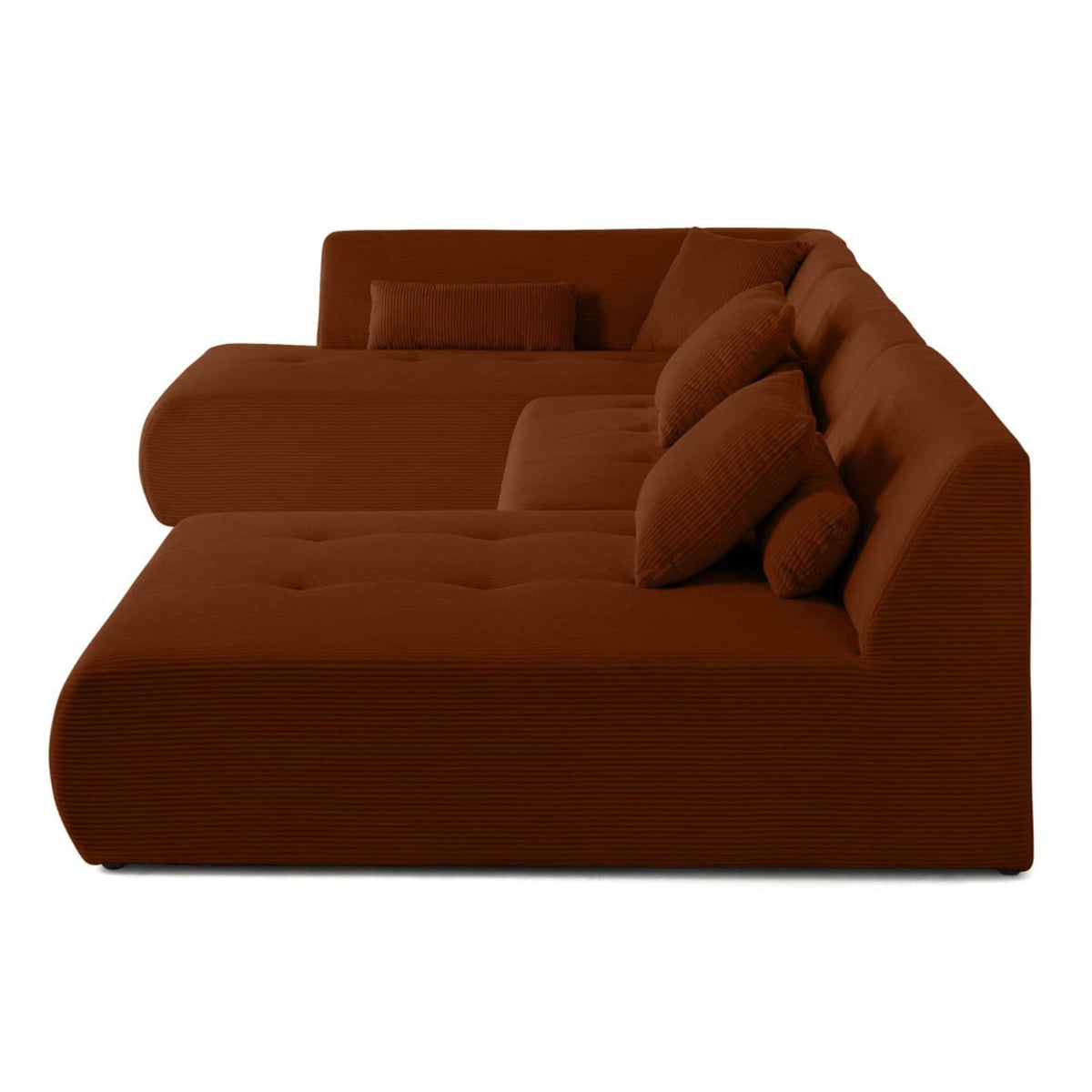Canapé d'Angle Gauche Modulable en Velours Côtelé Terracotta terracotta - vue 6