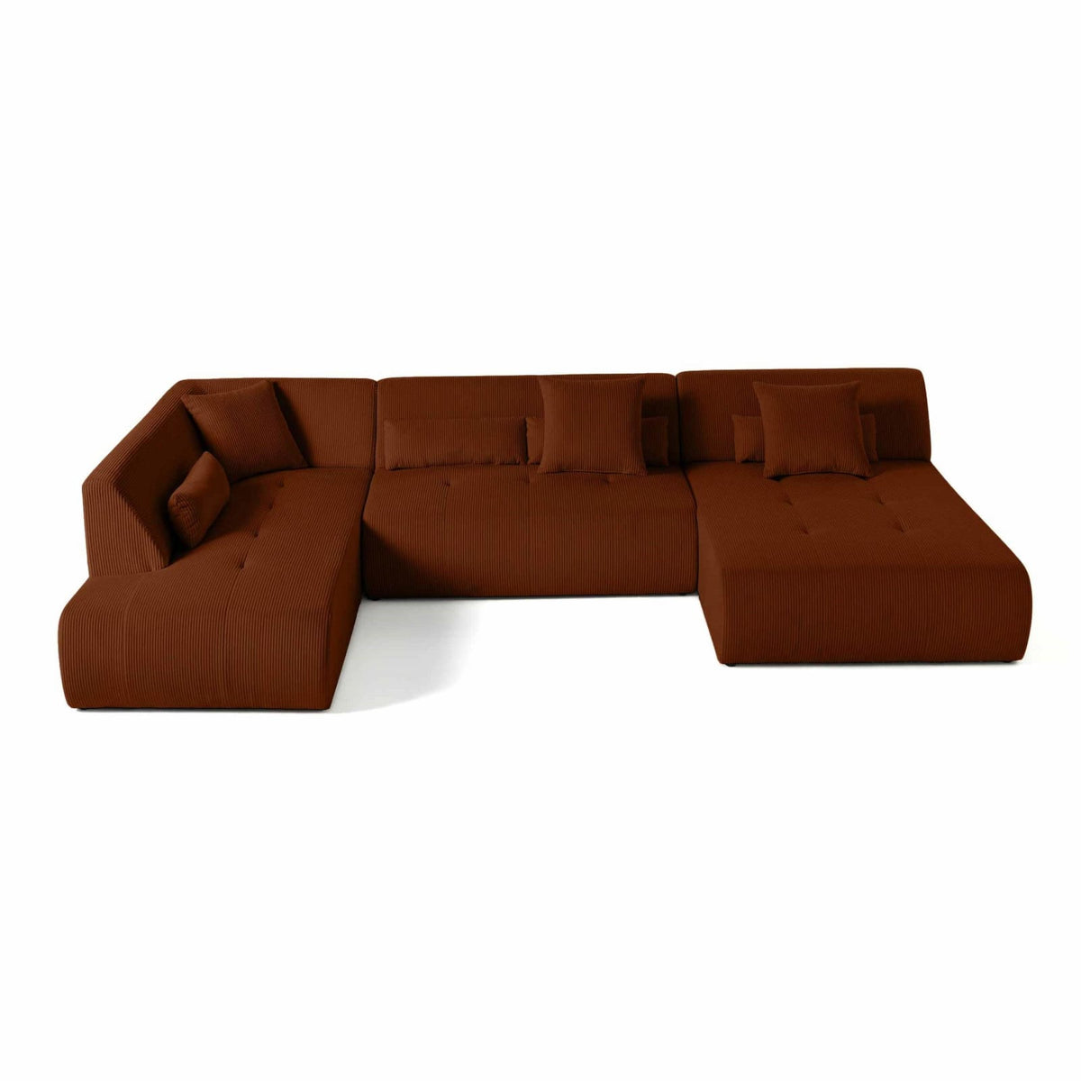 Canapé d'Angle Gauche Modulable en Velours Côtelé Terracotta terracotta - vue 1