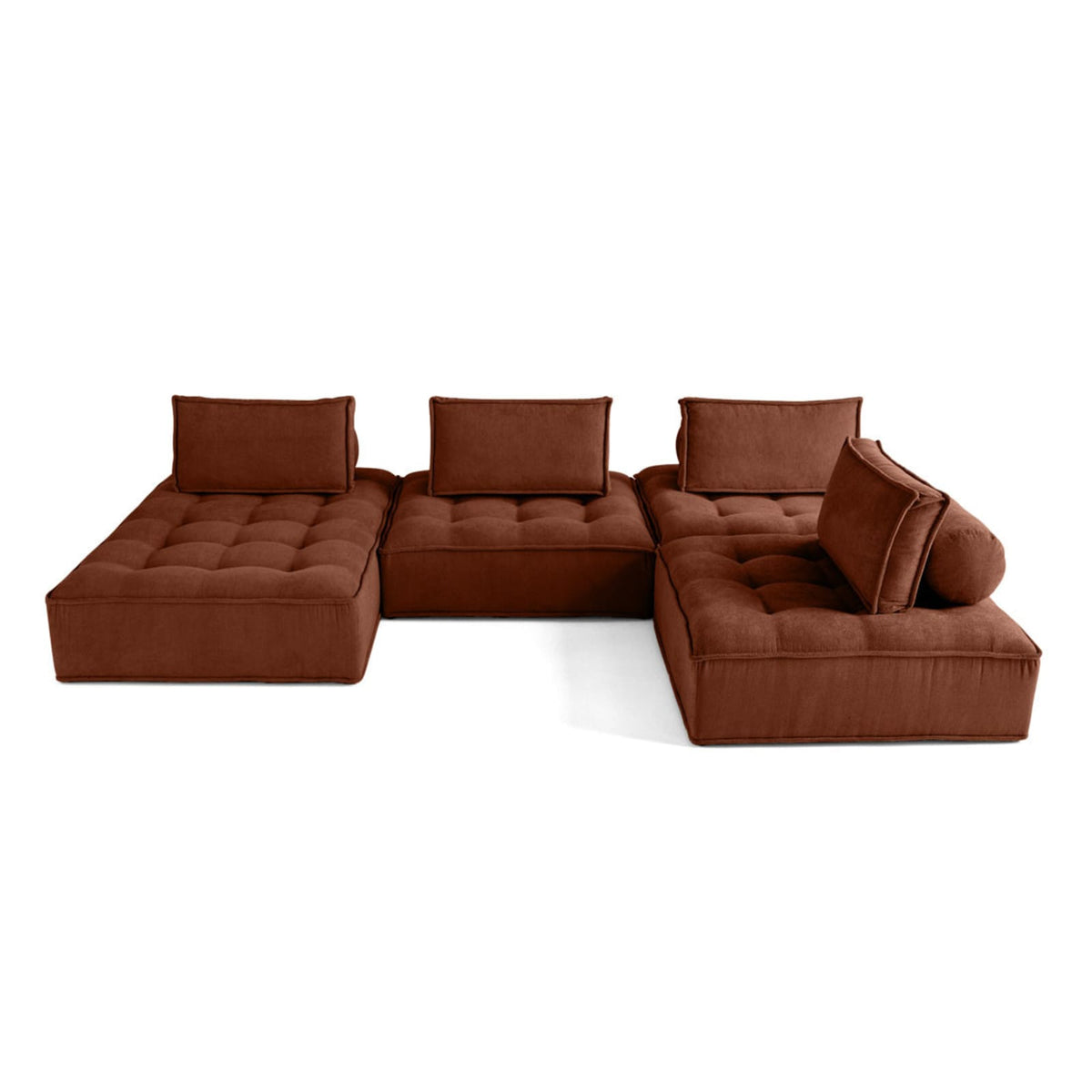 Canapé Modulable 7 Places en U en Velours Texturé Terracotta terracotta - vue 1