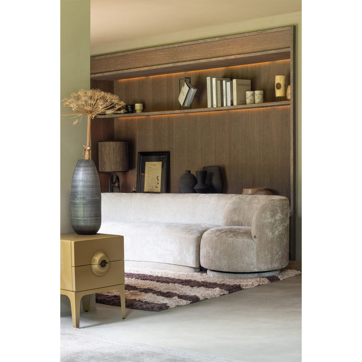 Canapé Modulable avec 2 Fauteuils en Tissu Chenille Beige beige - vue 2