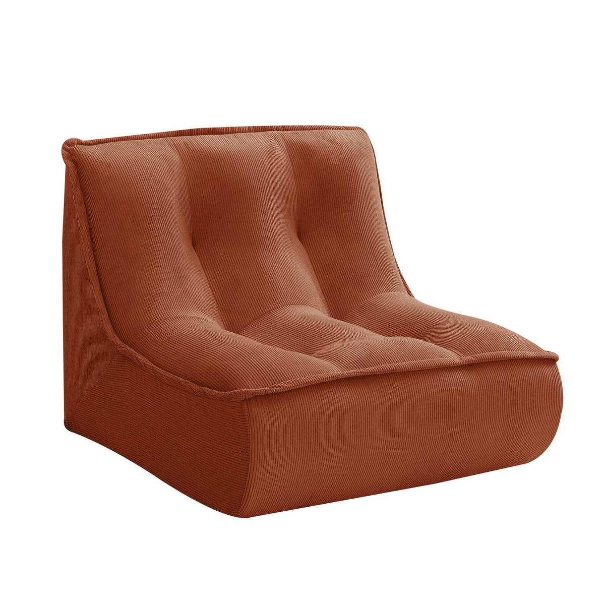 Canapé Modulable 3 Places avec Pouf en Velours Côtelé Terracotta terracotta - vue 3