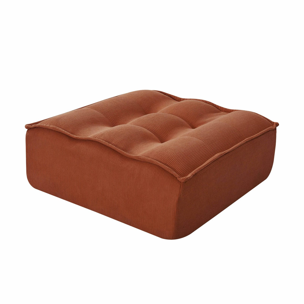 Canapé Modulable 3 Places avec Pouf en Velours Côtelé Terracotta terracotta - vue 5