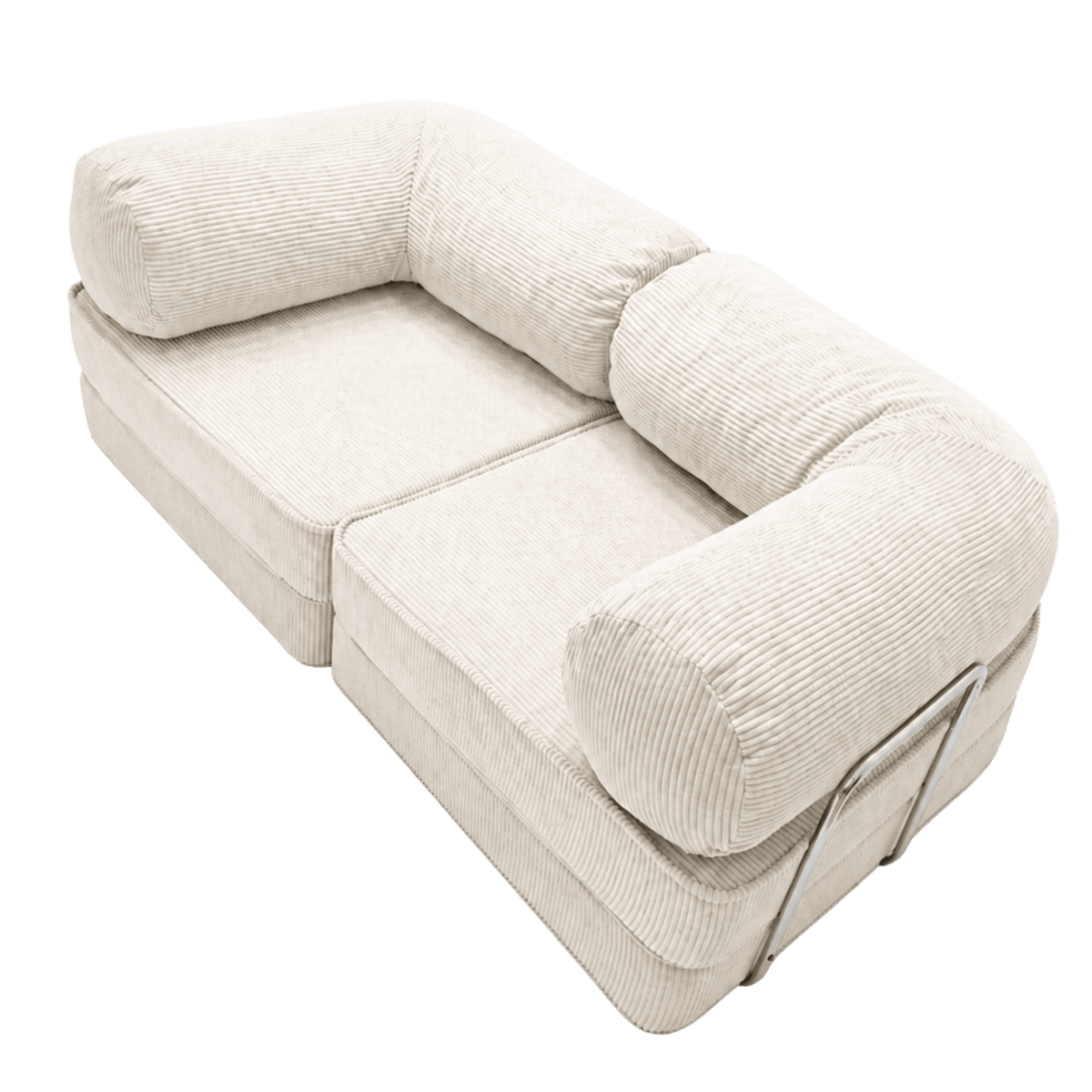 Canapé Modulable Convertible 2 Places en Velours Côtelé Crème crème - vue 4