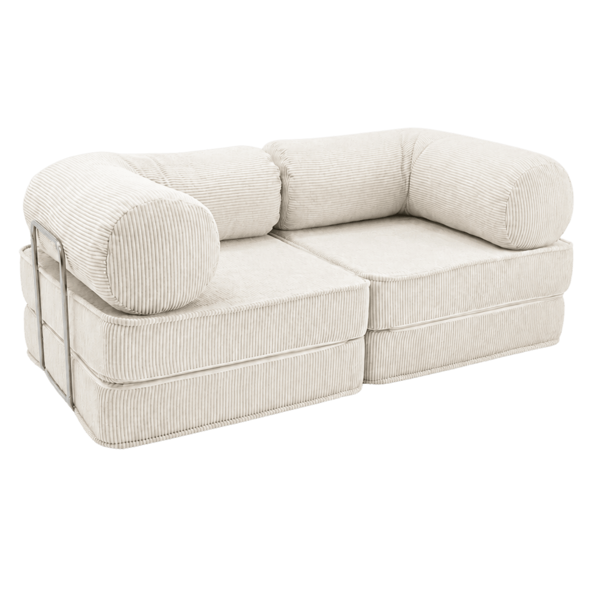 Canapé Modulable Convertible 2 Places en Velours Côtelé Crème crème - vue 1