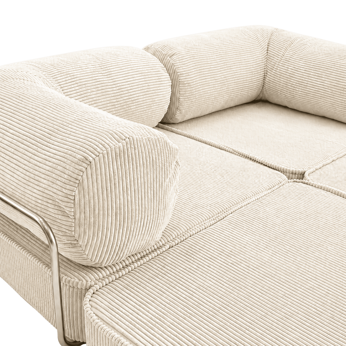 Canapé Modulable Convertible 2 Places en Velours Côtelé Crème crème - vue 6