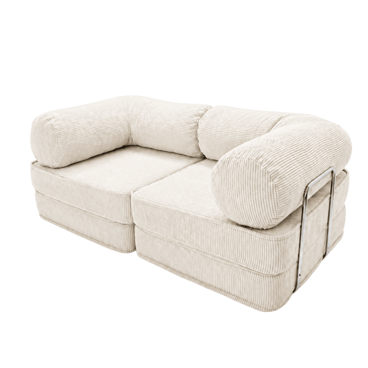 Canapé Modulable Convertible 2 Places en Velours Côtelé Crème crème - vue 5