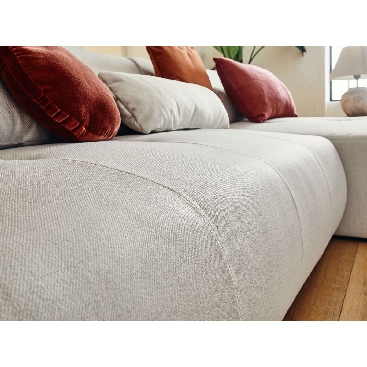 Canapé d'Angle Modulable 5 Places en Tissu Beige beige - vue 6