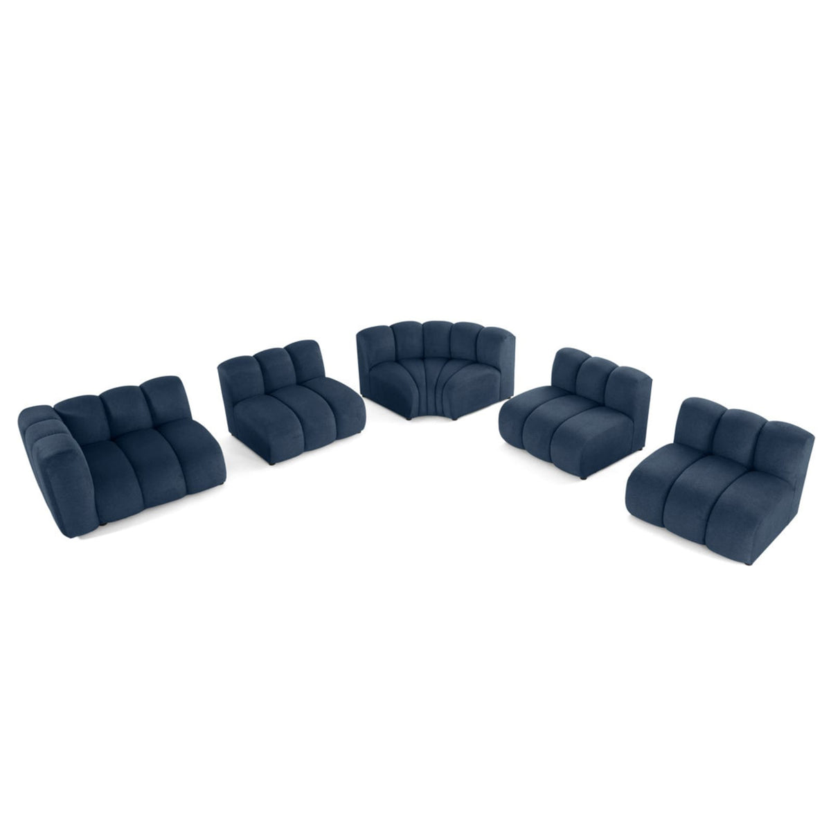 Canapé d'Angle Modulable 5 Places en Tissu Texturé Bleu bleu - vue 3